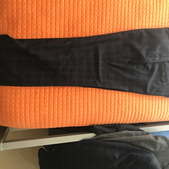 Black Lapel Navy Windowpane Custom 2 button Suit - Picture 3 of 6